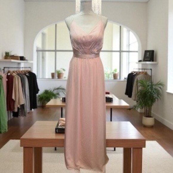 WHITE by Vera Wang Blush Pink Formal Special Occasion Maxi Dress Gown Size 4 - Picture 1 of 10
